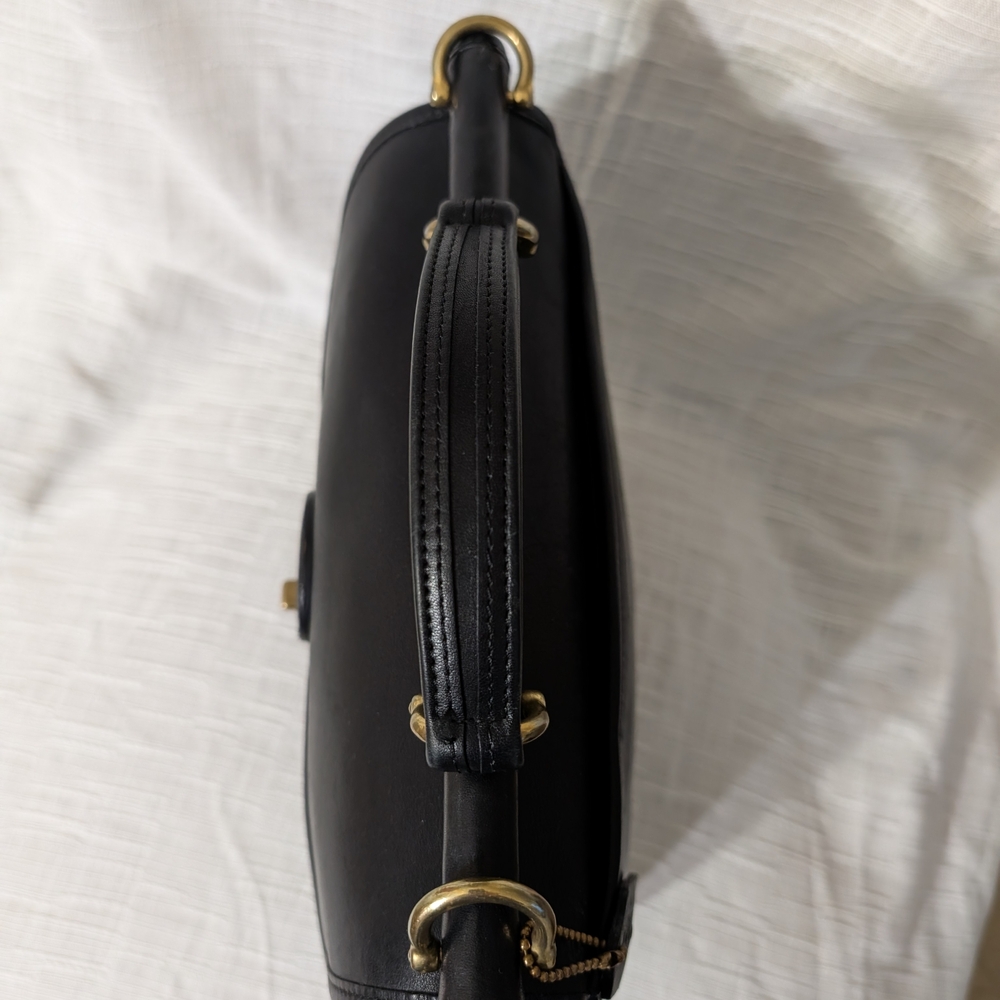 Vintage 90's Coach Black Willis Turn Lock Single Flap Leather Satchel Bag 9927 - Picture 7 of 15